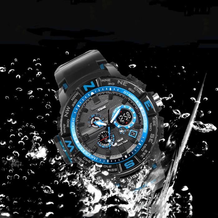 Montre De Sport Numérique, Grand Écran Led, Bracelet En Plastique