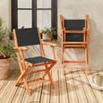Fauteuils de jardin en bois et textilène - Almeria noir - 2 fauteuils pliants en bois d'Eucalyptus  huilé et textilène-2