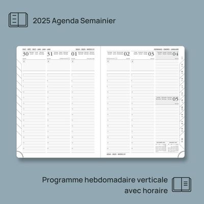 Agenda Semainier 2025-2026 A5 - Couverture Rigide, 18 Mois, Avec Autocollants - 5