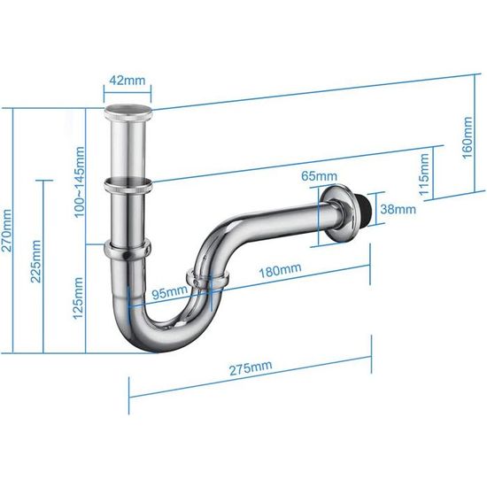 Siphon Universel Pour Lavabo, Siphon 1 1/4, Syphon Anti-Odeur Avec