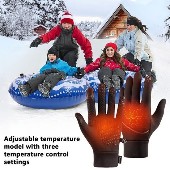 Gants Chauffants USB Pour Ski Et Hiver - Mitaines Tactiles Avec Poignet élastique - Température Réglable - Pour Sports D'hiver Et Activités Extérieures - 4