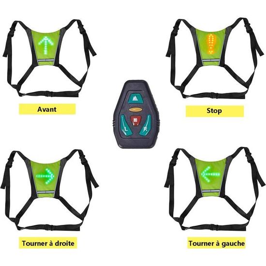 Gilet signalétique LED et télécommande - Équipements vélos