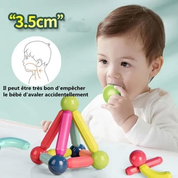 Blocs De Construction Magnétiques 88 Pièces – Boules Et Tiges, Jeu Montessori 3D 2D, Cadeau 3-8 Ans