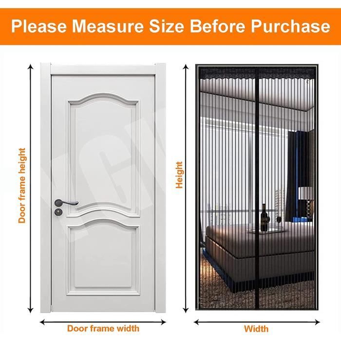 Rideau Moustiquaire Porte Magnétique 90x230 Cm, Porte Moustiquaire Porte Fenetre, Moustiquaire À Fermeture Aimantée, Pour Porte[153] - Maison