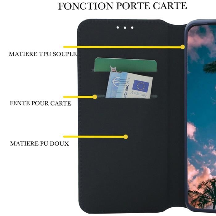 Housse Portefeuille Pour Oppo Reno6 5G - Cuir PU Noir/rouge