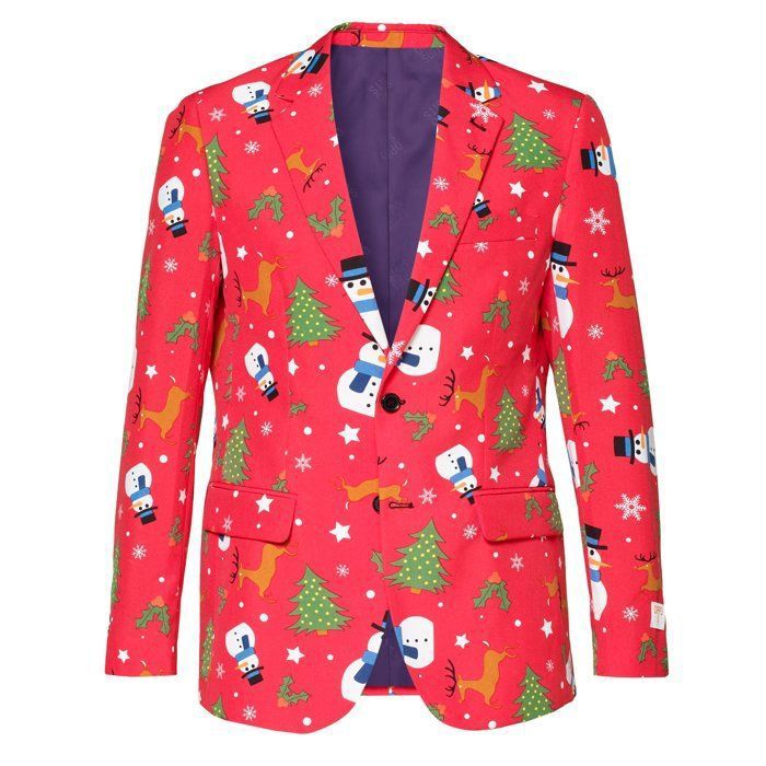 Costume de Noël homme Opposuits Rouge avec imprimés de Noël