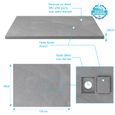 Receveur à poser en matériaux composite SMC - Finition ardoise gris - 90x120cm - ROCK 2 GREY 90-3