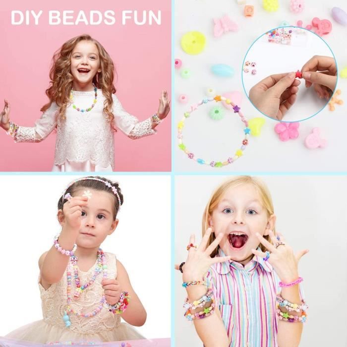 Perles à Enfiler, Bracelets Diy Petits Cadeaux pour Enfants, Kit de Bricolage  Enfants 4 Ans, Cadeau Petites Filles 5-10 Ans Colliers Artisanat, Perles à  Enfiler Enfants 