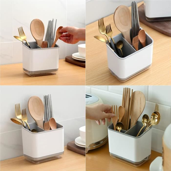 HEIYUET Lot de 6 Egouttoir Couvert, Pot à Ustensile de Cuisine, Porte Couverts Cuisine, en Acier Inoxydable Noir, Grand/Moyen/Petit