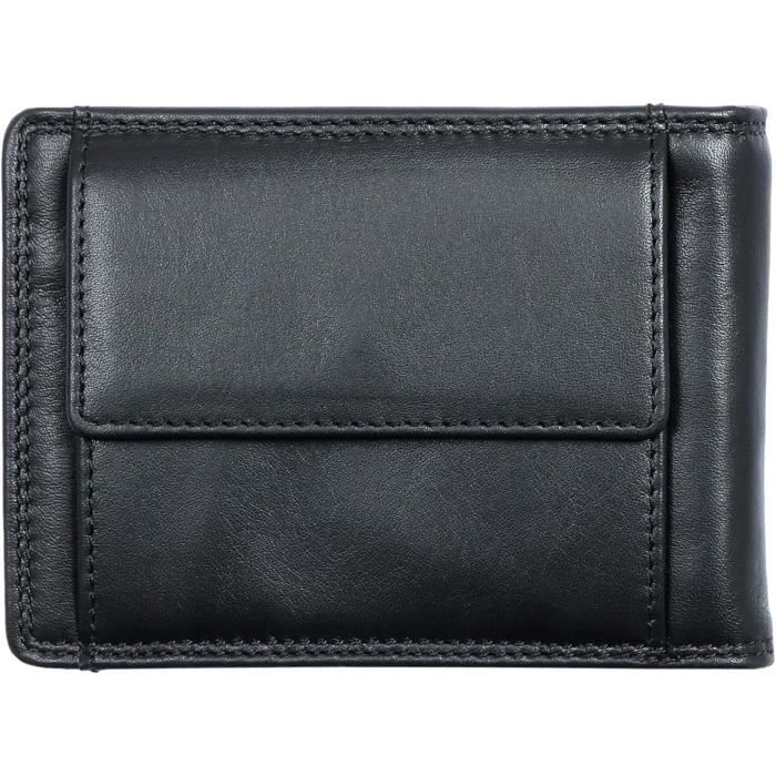 Portefeuille Homme En Cuir Synthétique - Grande Capacité Avec 13 Emplacements Cartes + Poche Monnaie - Noir/Marron
