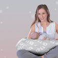 THERALINE Coussin d'allaitement et de maternité 170x34cm Le confort Grandes étoiles - Gris-4