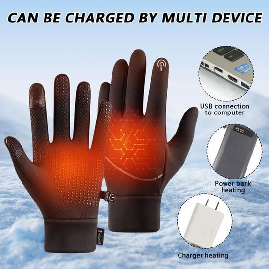 Manolyee Gants Électriques,Gants De Ski Chauffants,Mitaine USB Imperméable Antidérapante Écran Tactile Pour Conduite Randonnée 2 - Sport