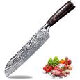 Couteaux Cuisine, 18 CM Couteaux Japonais Couteau de Chef Couteau Polyvalent En Acier Inoxydable au Carbone De Haute Qualit&eacu218-0
