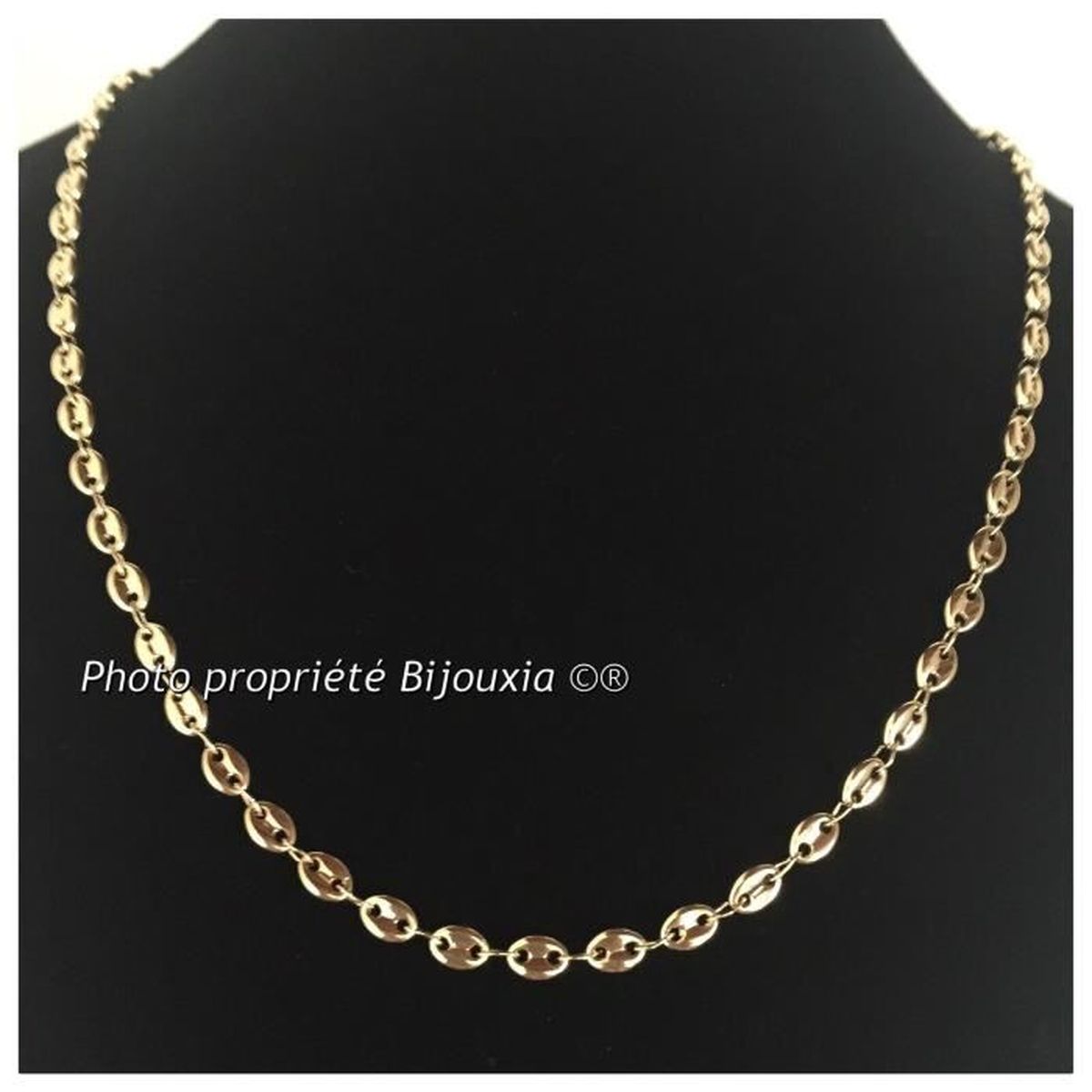 Chaîne Maille Grain De Café Plaqué Or 18 Carats - Longueur 55 Cm, NEUVE Avec étiquettes, Pour Homme