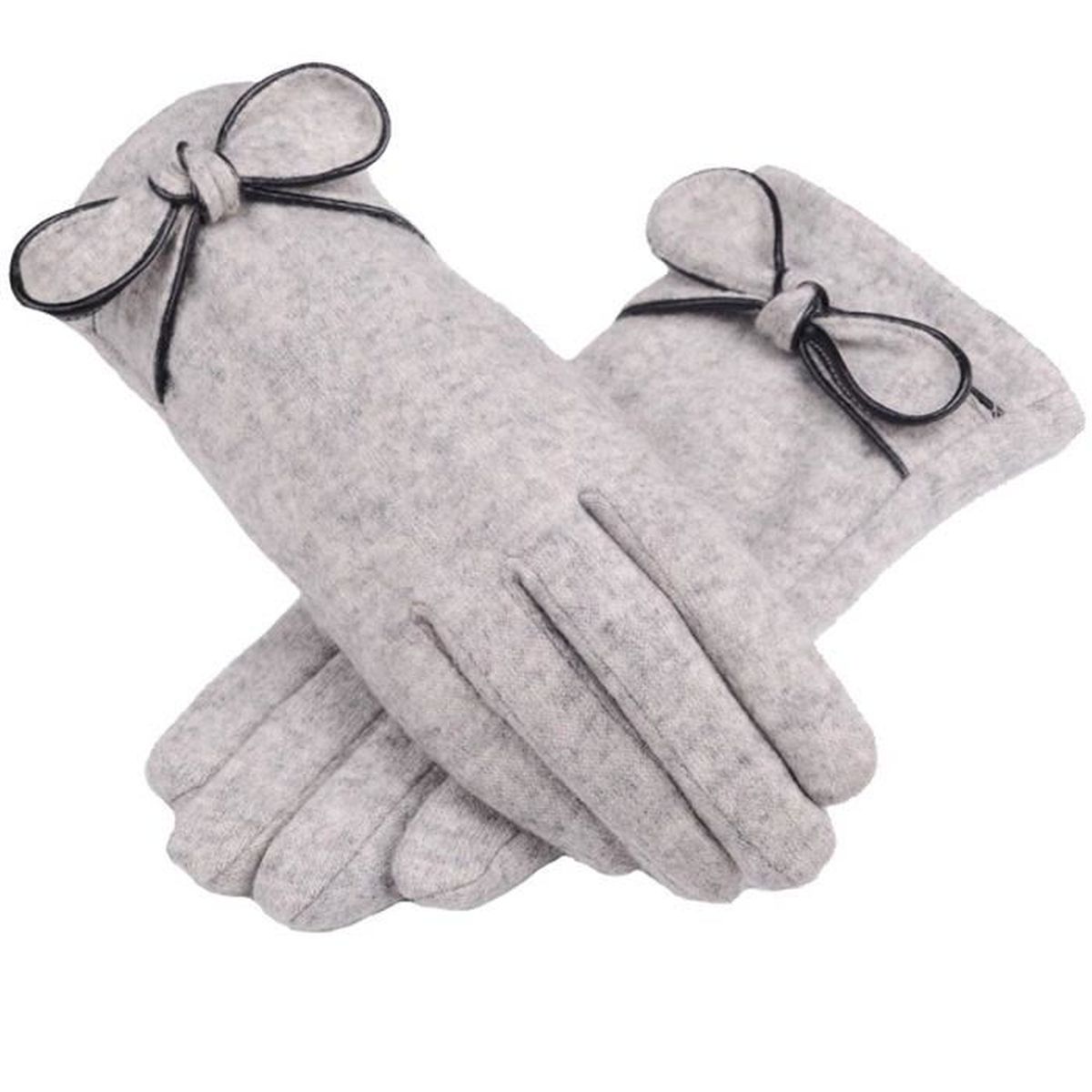 Noir UBERMing Gants à Ecran Tactiles Tricotés Femmes Gants Hiver Chaud à écran Tactile avec Une Doublure en Polaire Fine pour Sport Running Extérieur
