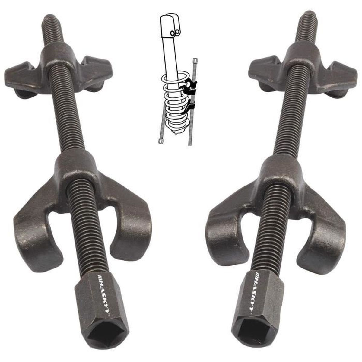 Kit Tendeurs à Ressorts Voiture - Lot De 3, Capacité 1.2 Tonnes - Pour Tuning, Abaissement, Remplacement Ressorts - 6