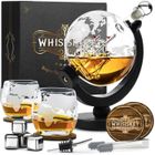 Whisiskey - Carafe Whisky – Globe – Carafe à Whisky – 900 ml - Coffret Cadeau Homme - Avec 2x Verre a Whiskey, 4x Pierre à Whisky