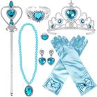 BRAND Princesse Accessoires pour Costume d'Elsa la Reine des Neiges avec Tresse/Bague/Boucles d'oreilles/Gants/Diadème/Baguette Magique