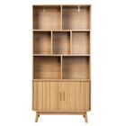 CALICOSY - Bibliothèque 2 portes coulissantes H158 cm - ERNEST - Bois clair