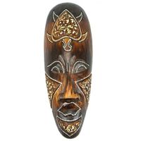 Masque en bois 30cm - motif tortue  - décoration ethnique chic style africain. Marron