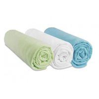 Lot de 3 draps housse coton 70x160 anis blanc turquoise - EASY DORT - Drap housse - 100% Coton - Bleu - Enfant