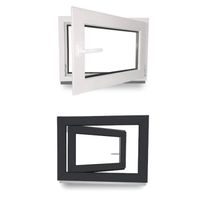 Fenêtre PVC - Triple Vitrage - Tirant droite - Poignée à gauche - Ferrage droite - Blanc & Anthracite - 800x500 mm