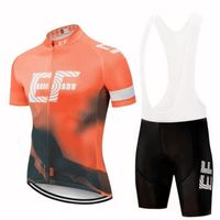 Maillot de Cyclisme Homme Manche Courte Team Pro + Cuissard à Bretelle Vélo - Orange - Respirant