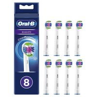 Oral-B 3D White Brossettes de Rechange Clean Maximiser, Brosse à Dents Électrique, Elimination de la plaque dentaire, Pack X8