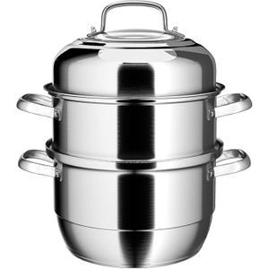 Cuiseur Vapeur En Bambou IBILI 26cm - 2 Paniers Superposés + Couvercle - Pour Cuisson Saine, Gyozas, Légumes, Poisson