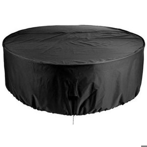 Housse Bâche De Protection Pour Ensemble De Mobilier De Jardin Extérieur Anthracite Rond 310cm 04 0002806