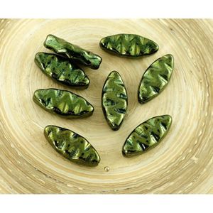 10pcs Vert Czech glass plate feuille d/'érable Perles sculpté 10 mm x 13 mm