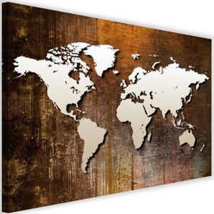 TABLEAU - TOILE Tableau Décoration Murale Carte du monde 120x80 cm