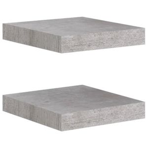 ETAGÈRE MURALE Étagères murales flottantes 2 pcs Gris béton 23x23,5x3,8 cm MDF-XIO