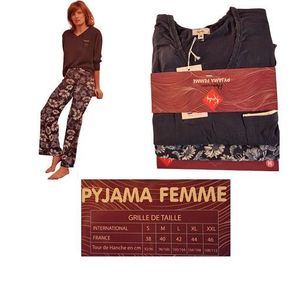 Pyjama femme long,Pyjamas femme été à manches longues pantalon mince Modal  coton soie ensemble survêtement printemps et automne pri 88948_dark_red -  Cdiscount Prêt-à-Porter