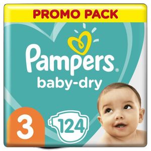 COUCHE Pampers Baby-Dry Taille 3, 124 Couches