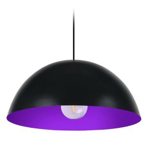 LUSTRE ET SUSPENSION DEMI BOULE-Suspension dôme métal  noir Abat-jour: bol métal violet 1 ampoule E27 pop color P42,5xD42,5xH78cm
