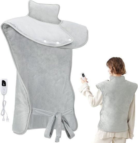 Coussin Chauffant Cervicales Dos Nuque - Couverture Chauffante Electrique avec 6 Température Réglable / Chauffage Rapide -61x94 cm