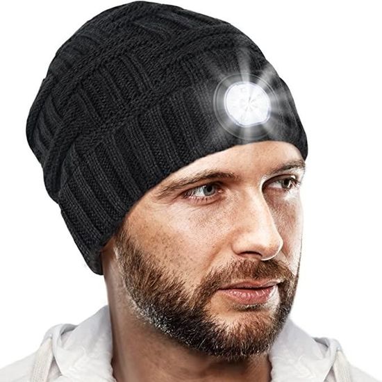 Bonnet Avec LED - 5 Lampes Frontales, Réglable, Matière Acrylique Stretch - Lot De 10, Neuf Avec étiquettes
