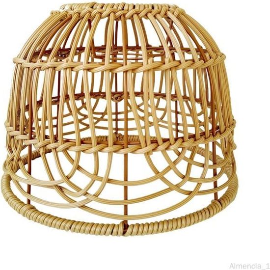 Abat-jour Rotin Brun Plafond Suspension - Déco Luminaire Maison - 20.5x8.5cm