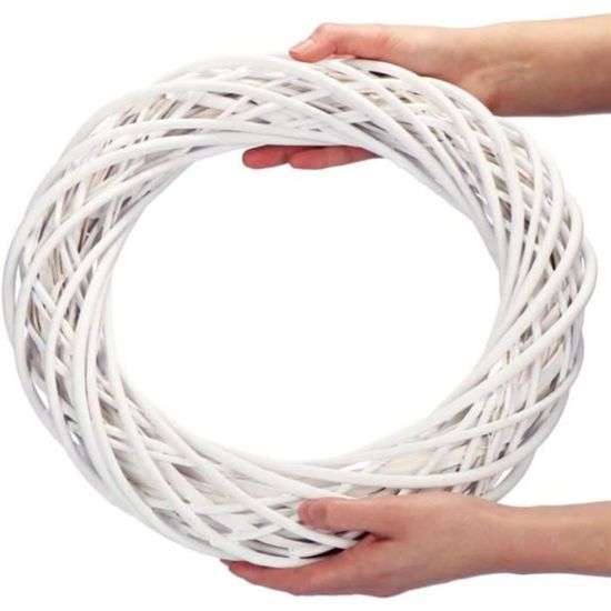 Hilai Couronne Artificielle Blanche, Guirlande en Osier Décor, Bague de Vigne en Rotin de Noël, Cerceau Floral, Cadre 30cm, Multiples Occasions