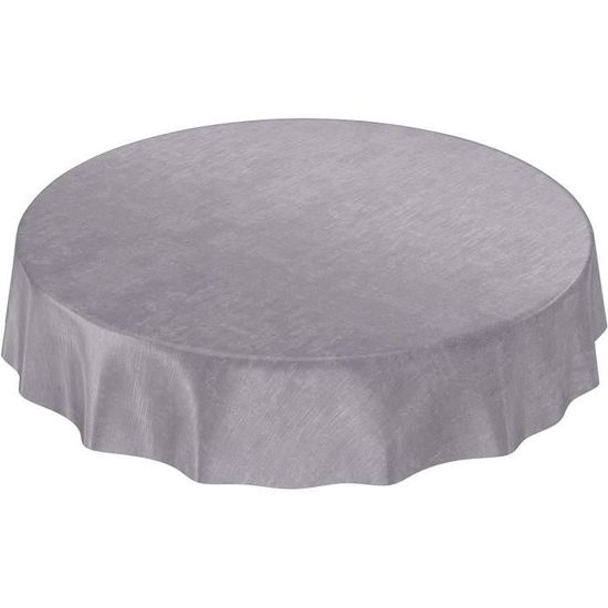 Nappe Ronde En Toile Cirée Abaca - 160 Cm De Diamètre, Gris Et Blanc, PVC Imprimé - Neuf Avec étiquettes