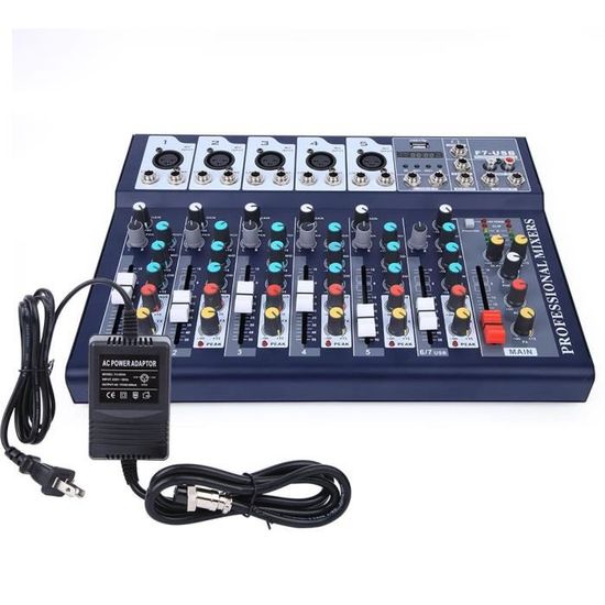 Console de mixage professionnelle à 7 canaux pour table de musique US Plug 110-240V-SHC