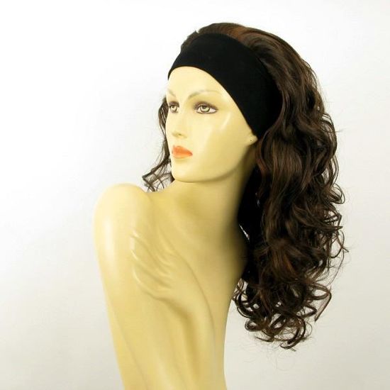 Perruque Longue Femme Châtain Méché Doré - Marque PERUK - Bonnet Moyen Synthétique