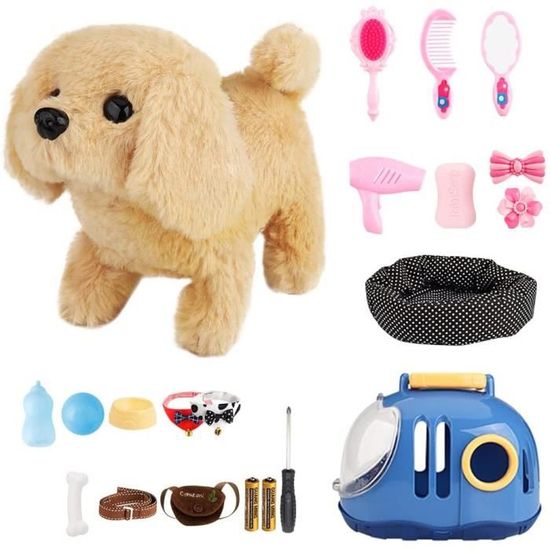Chiot Electronique Interactive en Peluche Realiste Animaux Peluche Chien de Jouets Electriques Chien Interactif avec Accessoires Cdiscount Jeux Jouets
