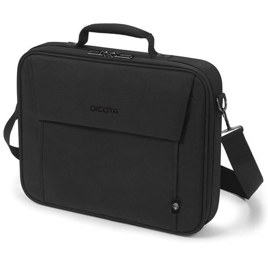 DICOTA Sacoche MULTI BASE Noir Eco pour PC Portable 13"-14.1" Légère avec protection polyester cadre métal et plusieurs compartiment