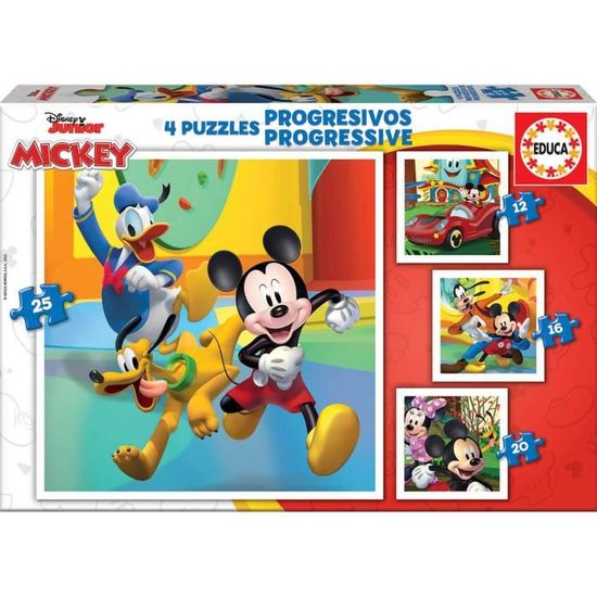 Puzzles Progressifs - EDUCA - Mickey et ses amis - Moins de 100 pièces - Coloris Unique - Enfant