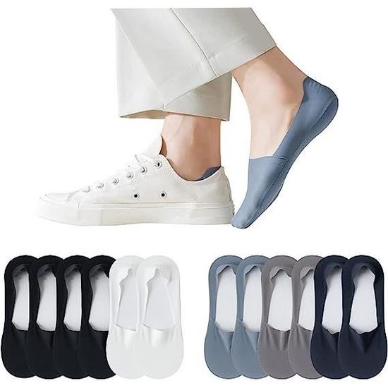 Chaussettes Invisibles Femme - Lot De 9 Paires - Coton, Avec Bande Silicone Antidérapante - Tailles 36-41 - 9