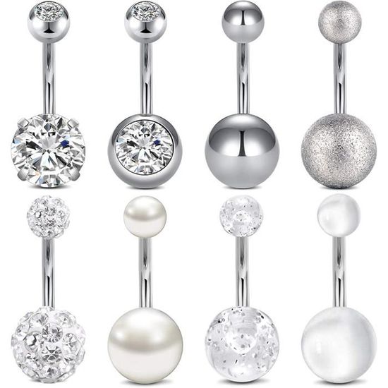 Kit Piercing Ombellico Lauritami - Set Professionale 9 Pezzi Con Piercing In Titanio 14G, Aghi E Pinza