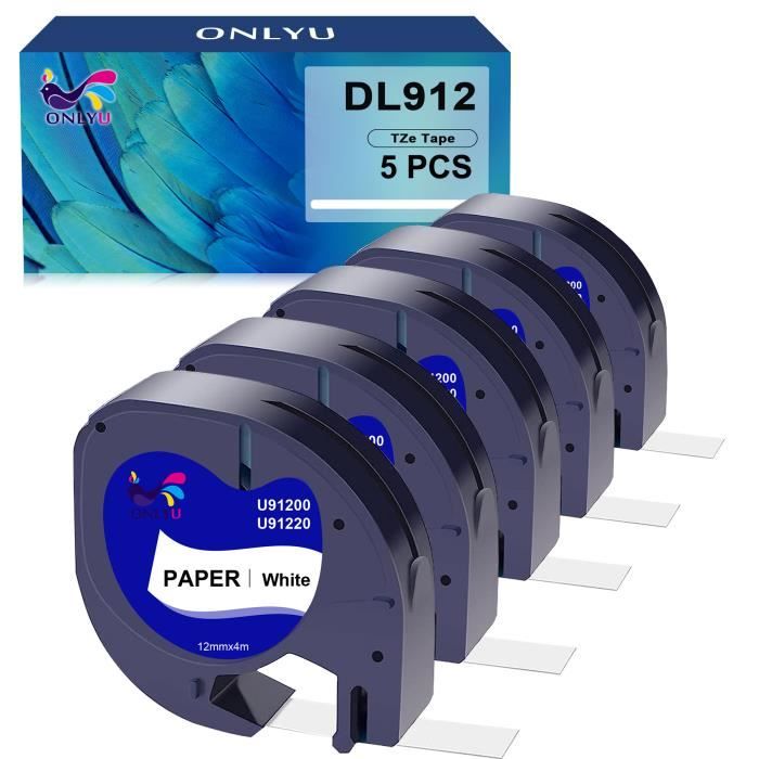 Dymo LetraTag (91205) Noir/Bleu Ruban pour Étiqueteuse Compatible