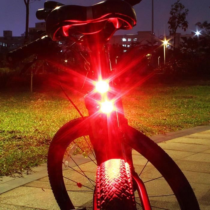 ECLAIRAGE POUR CYCLE Cyclisme Vélo Vélo 2 LED Retour arrière Feu arrière Feu de sécurité clignotant d'avertissement rouge